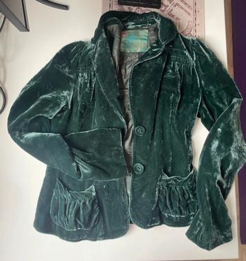 Donkergren Velvet Jasje/blazer fluweel - Maat S beschikbaar voor biedingen