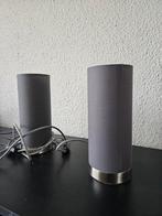 2 Grijze Tafel-/Nachtkast Lampjes, Ophalen of Verzenden, Gebruikt, Stof, Minder dan 50 cm