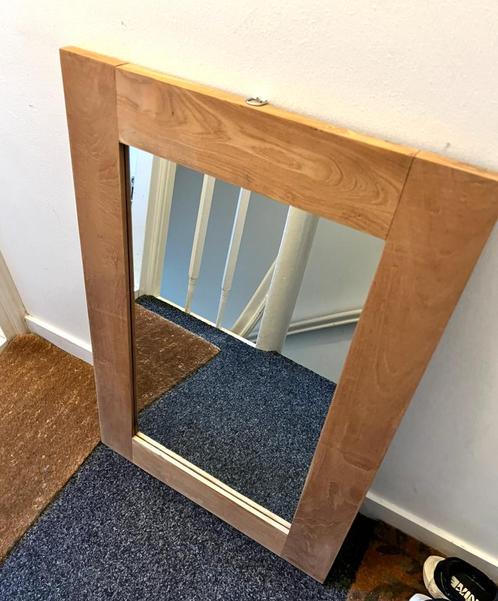Spiegel met massief teakhouten lijst – 100  70 cm, Huis en Inrichting, Woonaccessoires | Spiegels, Zo goed als nieuw, 50 tot 75 cm