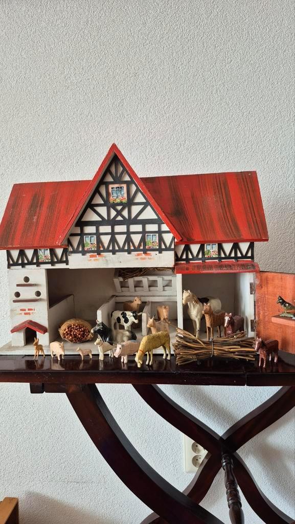 Vintage Boerderij met Dieren - Houten Speelgoed, Antiek en Kunst, Antiek | Speelgoed, Ophalen of Verzenden