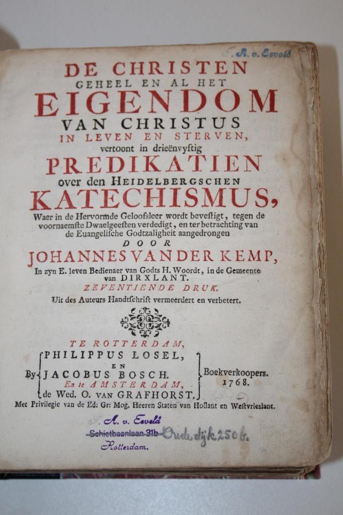Johannes van der Kemp - Catechismusverklaring (1768), Antiek en Kunst, Antiek | Boeken en Bijbels, Ophalen of Verzenden