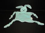 PEAS KONIJN KNUFFELDOEKJE VELOURS BLAUW MET TEKST, Verzenden, Nieuw, Overige typen