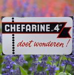 Top emaille bord van Chefarine 4, Langcat Bussum., Verzamelen, Merken en Reclamevoorwerpen, Reclamebord, Gebruikt, ., Ophalen of Verzenden