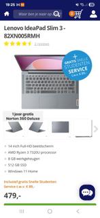 Lenova laptop ideapad slim 3. Nieuw in doos!, Computers en Software, Windows Laptops, 256 GB, Qwerty, 8 GB, Nieuw