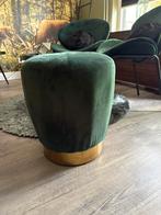Groen velvet poef, kruk, Ophalen, Zo goed als nieuw, Rond, Minder dan 50 cm