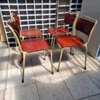set van 4 th Delft schoolstoelen van Gispen, Ophalen, Gebruikt, Bruin, Vijf, Zes of meer stoelen