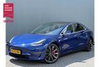 Tesla Model 3 BWJ 2020 Performance 463 PK AWD 75 kWh CAMERA, Blauw, Onderhoudsboekje, Te koop, 30 min
