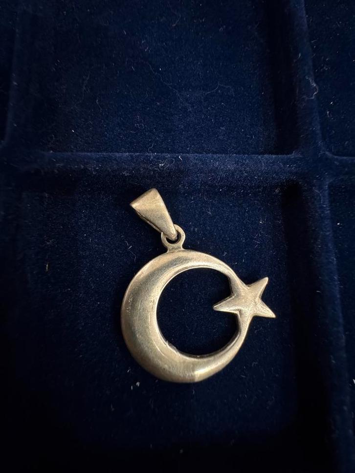 Zilveren Turkse Maan & Ster Hanger, Sieraden, Tassen en Uiterlijk, Kettinghangers, Zo goed als nieuw, Zilver, Overige voorstellingen