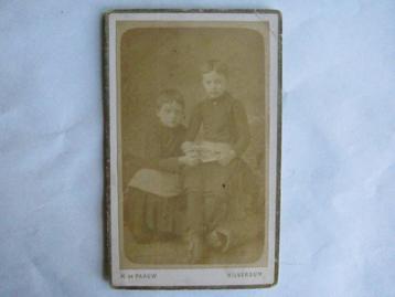 Antieke foto, CDV, dubbelportret twee kinderen, H. de Paauw beschikbaar voor biedingen
