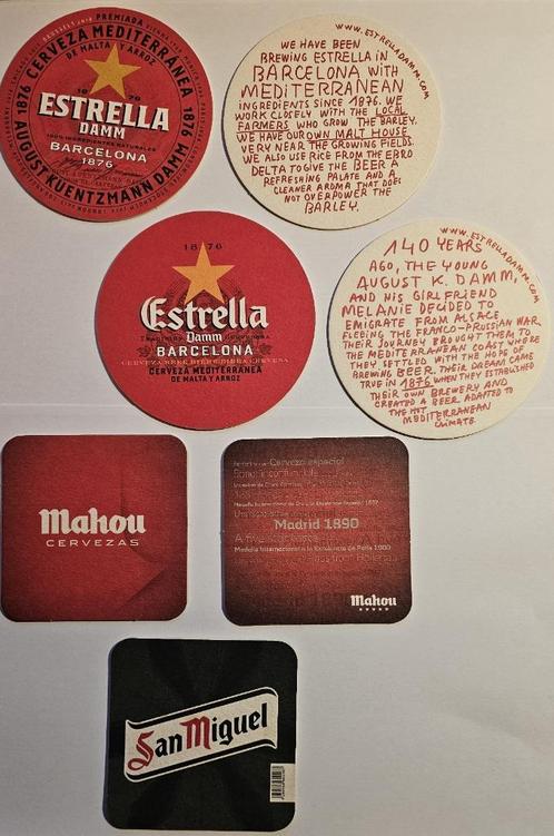 5 Spaanse Bierviltjes van 3 Brouwerijen, Verzamelen, Biermerken, Gebruikt, Viltje(s), Overige merken, Ophalen of Verzenden