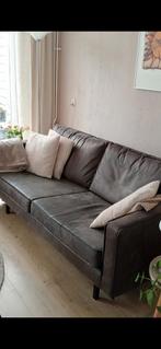 Donkerbruine leren bank - gerecycled leer, Ophalen, 150 tot 200 cm, Tweepersoons, Leer