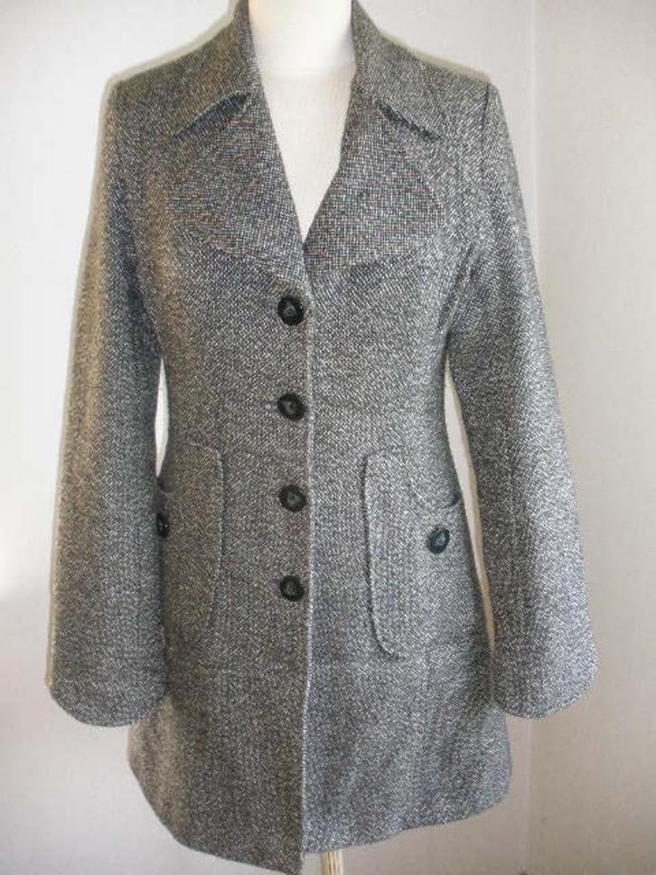 CASUAL WEAR jas trenchcoat zwart wit maat 36, Kleding | Dames, Jassen | Winter, Zo goed als nieuw, Maat 36 (S), Zwart, Ophalen of Verzenden