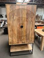 Magazijn leegverkoop dichte kast carved mangohout metaal 599, Nieuw, Ophalen of Verzenden, Info@wkhome.nl, Argonweg 20 Amersfoort