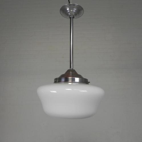 Art Deco hanglamp met witte kap, jaren 30, Antiek en Kunst, Antiek | Lampen, Ophalen of Verzenden