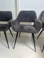 6 Woood eetkamerstoelen - Donkergrijs Velvet, van Karwei, Huis en Inrichting, Stoelen, Ophalen, Gebruikt, Vijf, Zes of meer stoelen