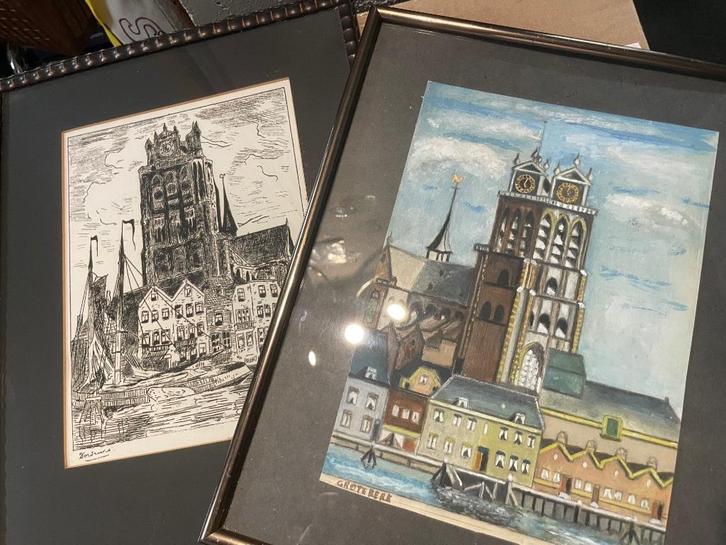 Ets Grote Kerk Dordt door Janssen (1885-1957), Antiek en Kunst, Kunst | Etsen en Gravures, Ophalen of Verzenden