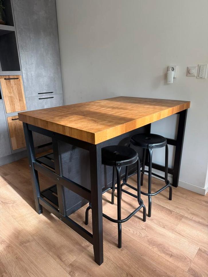 Keukeneiland IKEA vadholma incl barkrukken, Huis en Inrichting, Barren, Zo goed als nieuw, Ophalen