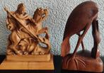 2x Art Deco belden Sint Joris/ Balinees van een vogel, Antiek en Kunst, Ophalen