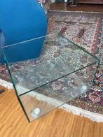 modern glazen bijzettafel / stereokast, Huis en Inrichting, Tafels | Bijzettafels, Minder dan 45 cm, Gebruikt, Vierkant, Glas