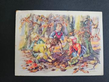 Oude Postkaart - Kinderen in Bos beschikbaar voor biedingen