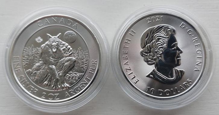 Zilveren 2 oz Creatures of the North Werewolf 2021., Postzegels en Munten, Munten | Amerika, Losse munt, Noord-Amerika, Zilver