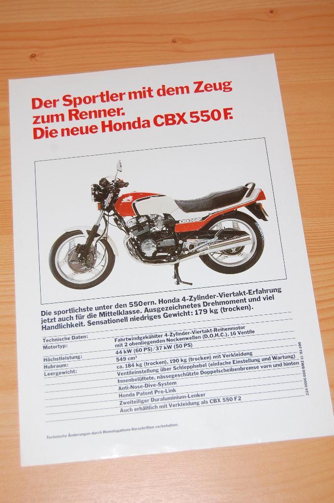 Honda CBX 550 F uitgave 11/1981, Motoren, Handleidingen en Instructieboekjes, Honda, Ophalen of Verzenden
