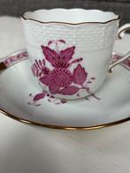Herend Apponyi purpur porselein roze kop en schotel vintage, Antiek en Kunst, Antiek | Servies los, Ophalen of Verzenden