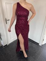 Bordeaux galajurk met split en pailletten Maat S/36, Galajurk, Ophalen of Verzenden, Zo goed als nieuw, Maat 36 (S)
