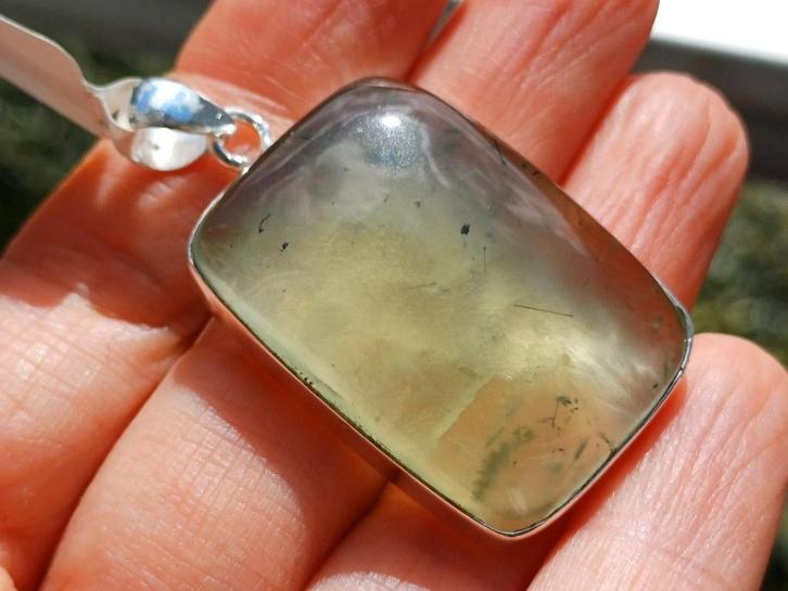 Vanoli - 925 zilveren kettinghanger met prehniet, Sieraden, Tassen en Uiterlijk, Kettinghangers, Nieuw, Zilver, Groen, Met edelsteen