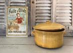 Provençaalse terracotta vuurpot kookpot geel geglazuurd, Antiek en Kunst, Ophalen of Verzenden