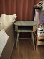 Grijs houten nachtkastje/bijzettafel, Ophalen, Rond, Minder dan 55 cm