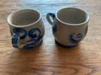 2 vintage keramische blauwe mokken, Antiek en Kunst, Ophalen of Verzenden
