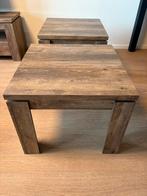 2 zgan houten bijzettafeltjes bijzettafel bijzettafels, Minder dan 55 cm, Vierkant, Zo goed als nieuw, Hout