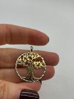 A611 Prachtige zilveren hanger levensboom goudkleurig, Ophalen of Verzenden, X, Bloem of Plant, Goud