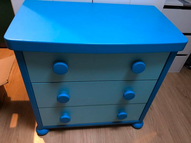 IKEA Mammut Ladekast - Blauw - 3 Lades, Kinderen en Baby's, Kinderkamer | Commodes en Kasten, Gebruikt, Commode, Minder dan 90 cm