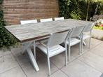 Koopje! Tuintafel + 6 tuinstoelen, Tuin en Terras, Tuinsets en Loungesets, Ophalen, 6 zitplaatsen, Aluminium, Tuinset