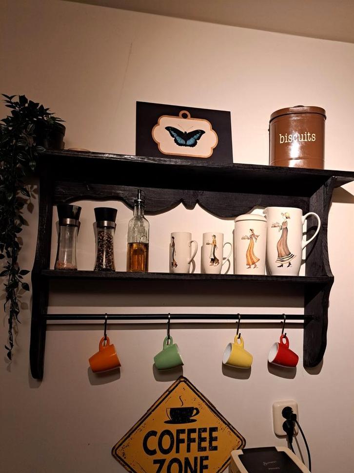 Mooie Keukenrek met Haken, Huis en Inrichting, Woonaccessoires | Kapstokken, Gebruikt, Overige typen, Minder dan 100 cm, Hout