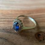 14 karaats ring met blauwe saffier, Nieuw, Ophalen of Verzenden, 17 tot 18, Dame