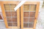 te koop 2 eiken deurtjes  met glas in lood   en eiken lijst, Gebruikt, Eikenhout, Ophalen of Verzenden, Minder dan 150 cm