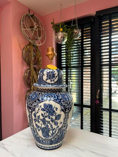 Unieke Delfts blauwe vaaslamp!, Antiek en Kunst, Antiek | Lampen, Ophalen of Verzenden