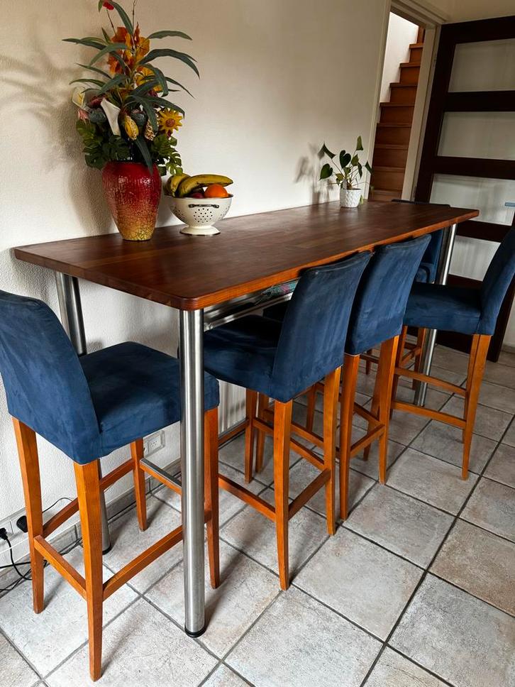 Luxe Hoge Tafel met Krukken (complete set), Huis en Inrichting, Tafels | Statafels, Zo goed als nieuw, Ophalen