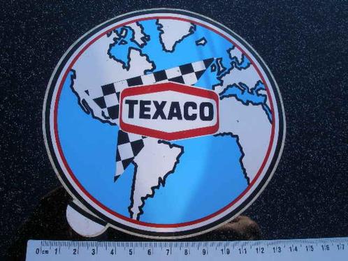 sticker texaco logo wereldbol aarde racing vintage, Verzamelen, Stickers, Zo goed als nieuw, Bedrijf of Vereniging, Verzenden