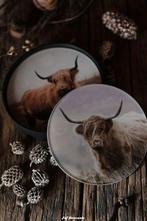 Glazen onderzetters in houder schotse hooglander, Www.jufbrocante.nl, Www.jufbrocante.nl, Nieuw, Ophalen of Verzenden