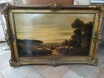Antiek schilderij schaapskudde op de grote stille heide, Antiek en Kunst, Kunst | Schilderijen | Klassiek, Ophalen of Verzenden