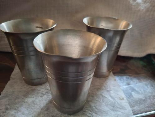 Vintage Tinnen Bekers - Set van 3, Antiek en Kunst, Antiek | Tin, Ophalen of Verzenden