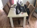 Brocante eettafel met 4 prachtige stoelen, Huis en Inrichting, Tafels | Eettafels, Ophalen, 100 tot 150 cm, 50 tot 100 cm, Zo goed als nieuw