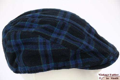 Vintage flatcap Platte pet zwart en blauw geruit 54 = XS, Kleding | Dames, Hoeden en Petten, Gedragen, Pet, 55 cm (S, 6⅞ inch) of minder