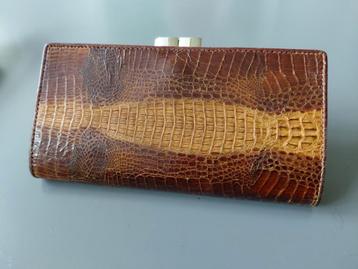 Vintage Bruine Krokodillen Leren Dames Portemonnee beschikbaar voor biedingen