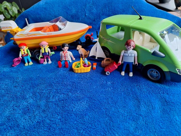 Playmobil auto met boot 4144 en strandset 3660, Kinderen en Baby's, Speelgoed | Playmobil, Zo goed als nieuw, Complete set, Ophalen of Verzenden