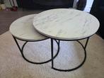 Salontafel - Set van 2 - Marmerlook, Huis en Inrichting, Ophalen, Minder dan 45 cm, Minder dan 55 cm, Metaal of Aluminium
